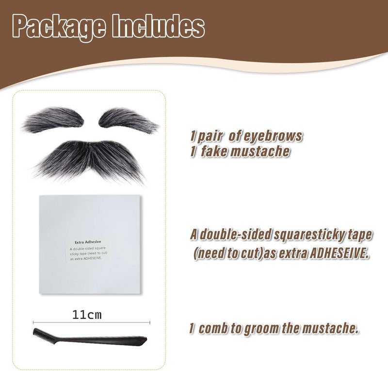 Honcloud Store Old Man Mustache and Eyebrow Perfect for Custome Accessories Grandpa Stage Performances Halloween Props - Image 2